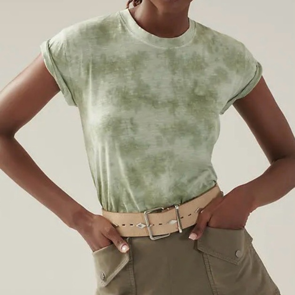Anthropologie Pilcro The Billy  Regenerative Cotton Sage Green Tie Dye Tee small